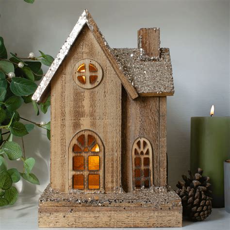 Buy Glittery Wooden Nordic Cottage with LED Lights — The Worm that Turned - revitalising your ...