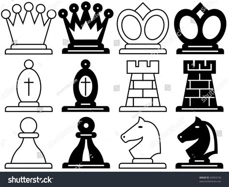 Set Chess Symbols Stock Vector (Royalty Free) 92054150 | Shutterstock