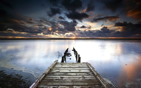 Brown wooden dock on body of water HD wallpaper | Wallpaper Flare