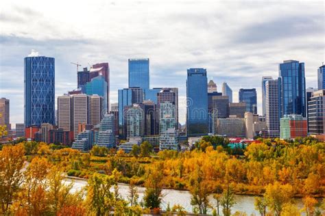 Calgary Downtown Skyline in Autumn Colors Stock Photo - Image of ...