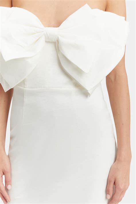 Mini Bow Dress In White | Bardot