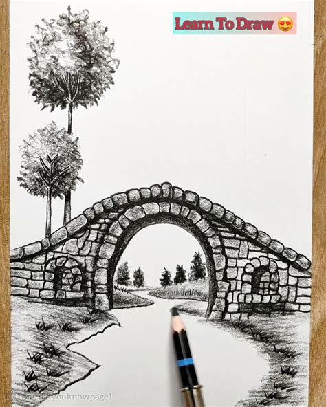 Draw a Stunning Pencil Art of a Serene Bridge with Trees