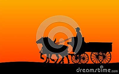 Horse-drawn Wagon Silhouette Royalty Free Stock Photos - Image: 3822798