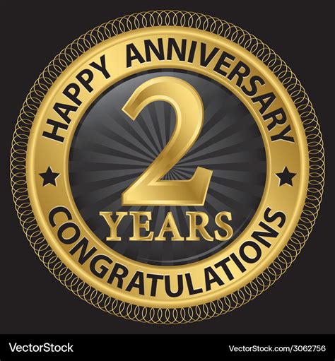 2 years happy anniversary congratulations gold Vector Image