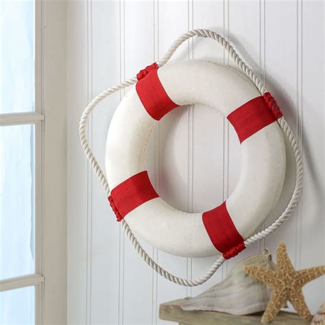 Red and White Life Preserver Ring - Coastal Decor - Home Decor