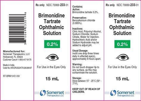 Brimonidine - FDA prescribing information, side effects and uses