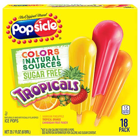 Popsicle Ice Pops, Sugar Free, Tropicals, 18 Pack 18 ea | Ice Cream, Treats & Toppings | Riesbeck