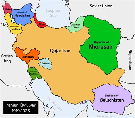 Iranian Civil War 1919-1923 : r/imaginarymaps