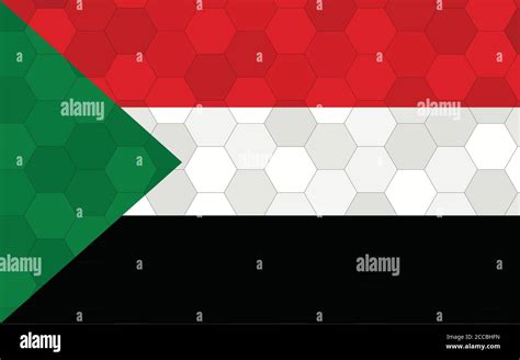 Sudan flag illustration. Futuristic Sudanese flag graphic with abstract hexagon background ...