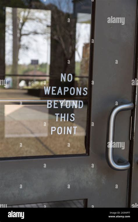 Gun Control. "No Weapons Beyond this Point." Entrance to Roadside Rest ...