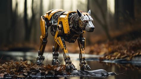 Premium AI Image | Futuristic robot dog assistant of man in the near future