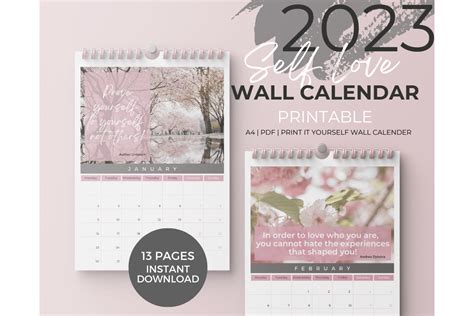 2023 Self Love Wall Calendar Printable Graphic by Jennifer Magri ...