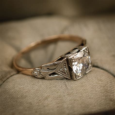 Stunning!! Vintage Geometric Art Deco Diamond Engagement Ring – Fetheray