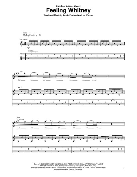 Feeling Whitney by Post Malone - Guitar Tab - Guitar Instructor