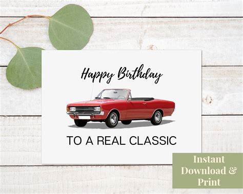 Classic Car Birthday Card Printable Printable Birthday Card | Etsy