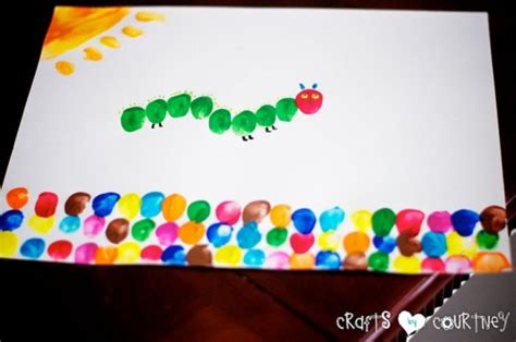 Make "The Very Hungry Caterpillar" Inspired Fingerpaint Art