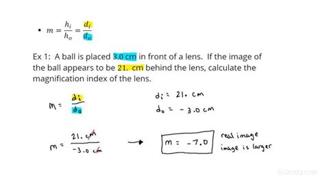 How to Calculate the Magnification of a Lens | Physics | Study.com