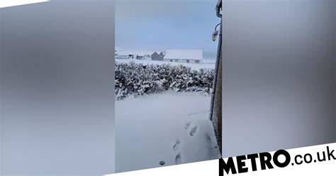 Watch: Strong gusts blow across quickly-layering snow on Shetland ...