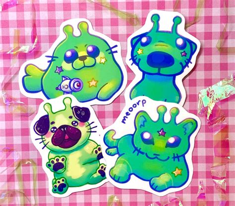 Cute Alien Animal Stickers - Etsy