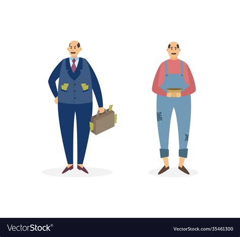 Poor and rich men cartoon characters flat Vector Image