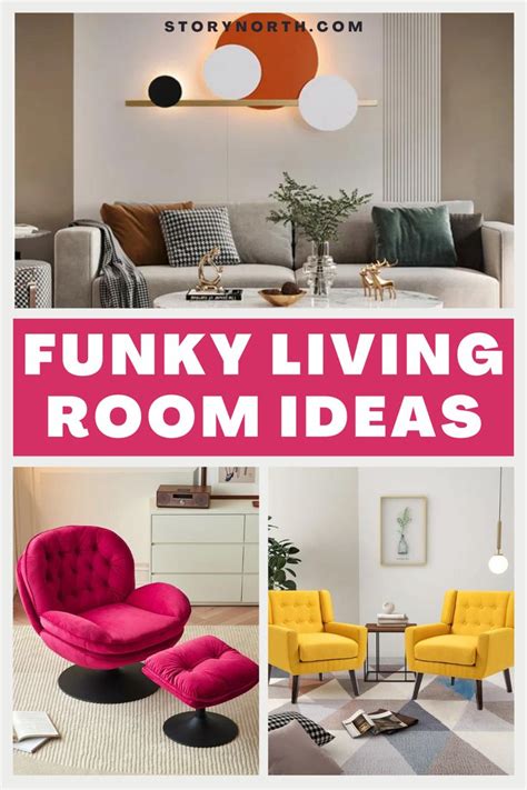 the funky living room is filled with colorful furniture