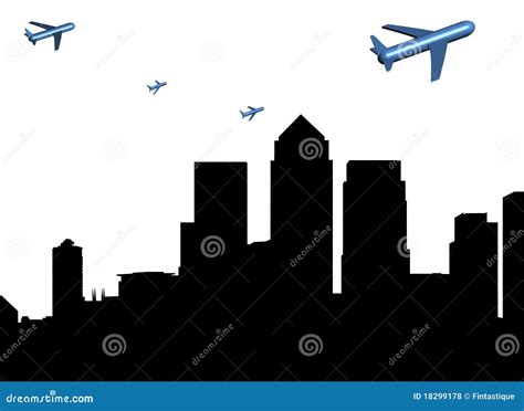 Planes departing Docklands stock illustration. Illustration of silhouette - 18299178