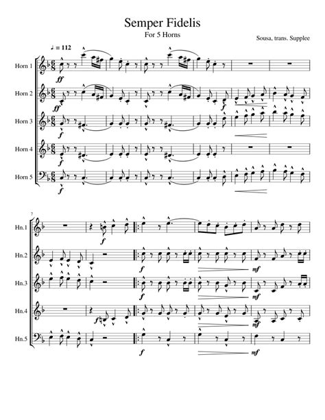 Semper Fidelis sheet music for French Horn download free in PDF or MIDI