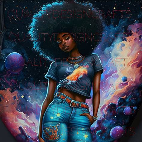 Galaxy Beautiful Black Girl Magic Melanin Black Woman PNG Afro Fashion ...