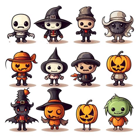 Halloween Vector Characters Set In Cartoon Style Premium Vector, Funny ...