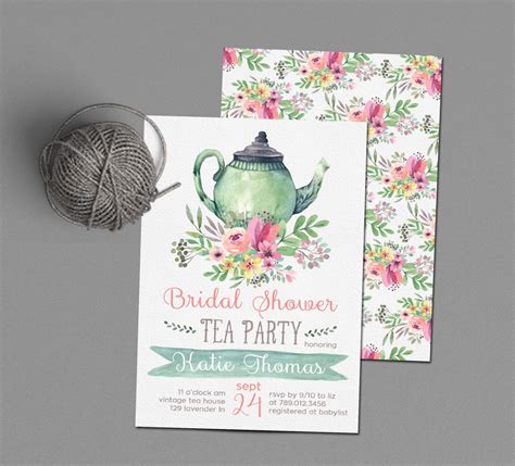 Tea Party Bridal Shower Invitations Wedding Shower Invite