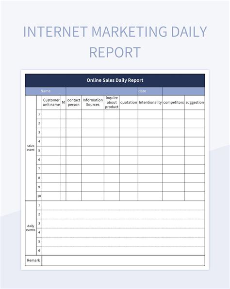 Internet Marketing Daily Report Excel Template And Google Sheets File ...