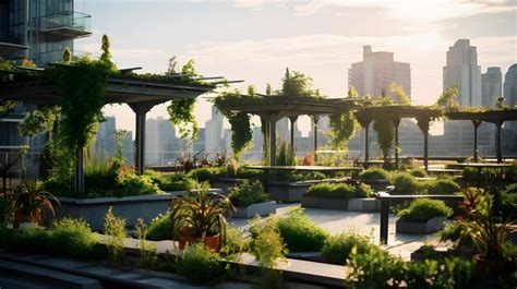 Premium AI Image | a rooftop garden in an urban setting utilizing space ...