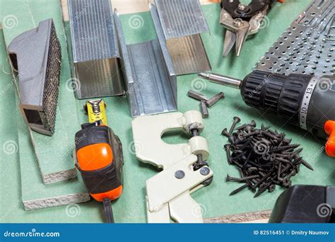 Drywall tools set stock image. Image of metal, hardware - 82516451