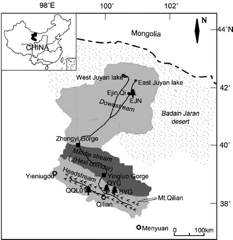 Watershed of the Heihe River. | Download Scientific Diagram