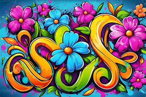 Flower Graffiti Wallpaper, Graffiti Background, Floral Graffiti Pattern ...