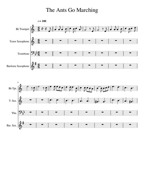 The Ants Go Marching Sheet music for Trumpet, Tenor Saxophone, Trombone, Baritone Saxophone ...