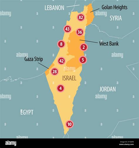 Vector map of Kibbutz number and location in Israel and West Bank Stock ...