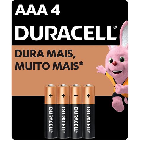 Pilha Alcalina Duracell Palito AAA - BT 4 UN - Elétrica & Manutenção - Kalunga