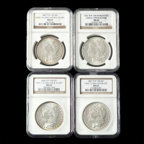 Four Morgan Silver Dollar VAM Top-100 Varieties (Lot 2141 - Single ...