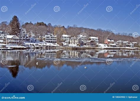 New England winter scene stock photo. Image of snow, boston - 18043902