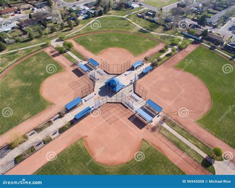 Aerial View of Baseball Fields Stock Photo - Image of pitch, overhead ...