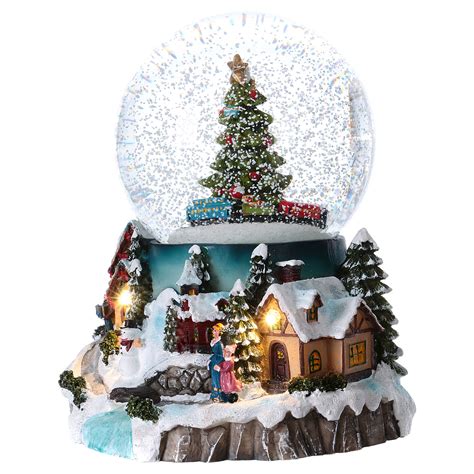 Illuminated musical christmas snow globe with tree 20 cm | online sales ...