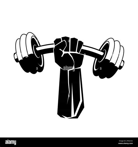 Hand holding dumbbell. Fist with dumbbell. Hand grasping dumbbell. Fitness logo design. Vector ...