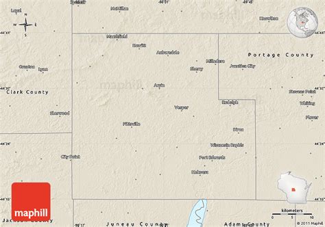 Shaded Relief Map of Wood County