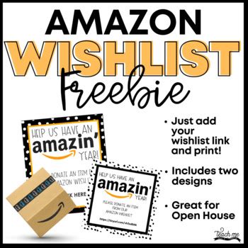 Amazon Wishlist Cards by Kristina Zucchino | Teachers Pay Teachers