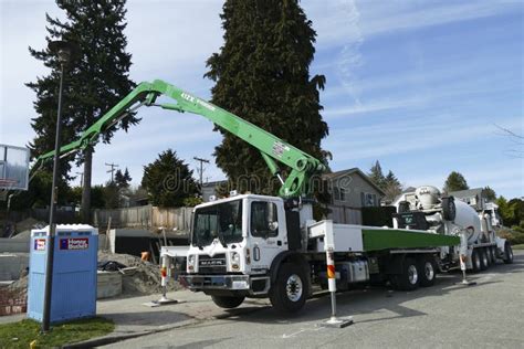 Truck with Crane Working on New Residential Construction Editorial Stock Image - Image of truck ...