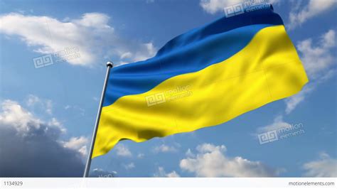 Ukrainian Flag Waving Against Time-lapse Clouds Background Stock Animation | 1134929