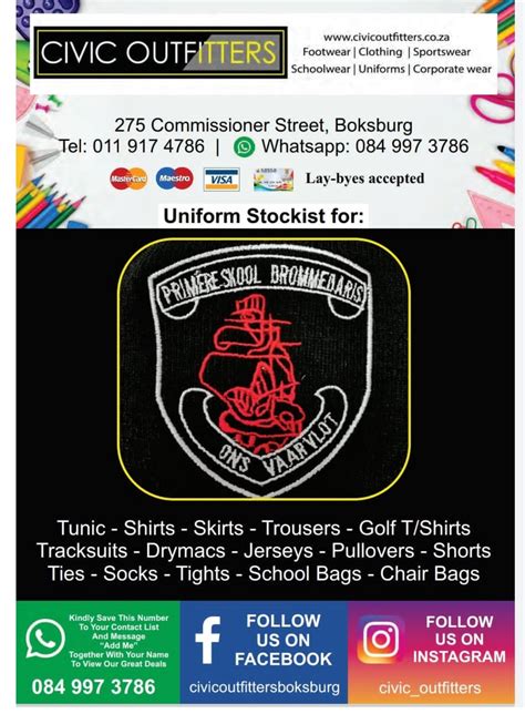 List Of School Uniforms We Supply - Civic Outfitters