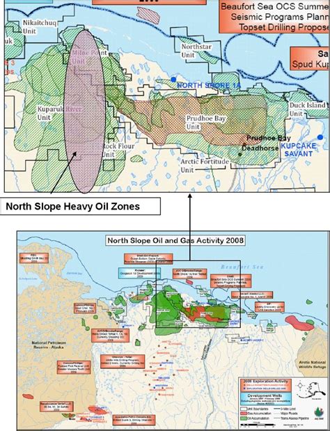 Map of North Slope oil and gas fields showing location of heavy oil ...