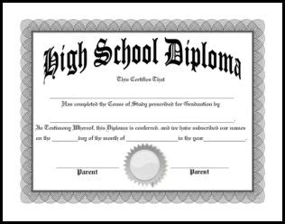 Blank High School Diploma